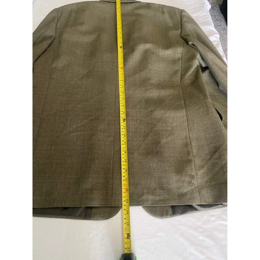 Oscar de la renta  Olive Green Micro Check Windowpane Two‎ Button Blazer.
